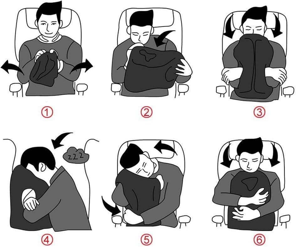 imageHOMCA Travel Pillow Portable Head Neck Rest Inflatable Pillow from Design for Airplanes Cars Buses Trains Office Napping Camping  Includes Free Eye Mask BlackBlack