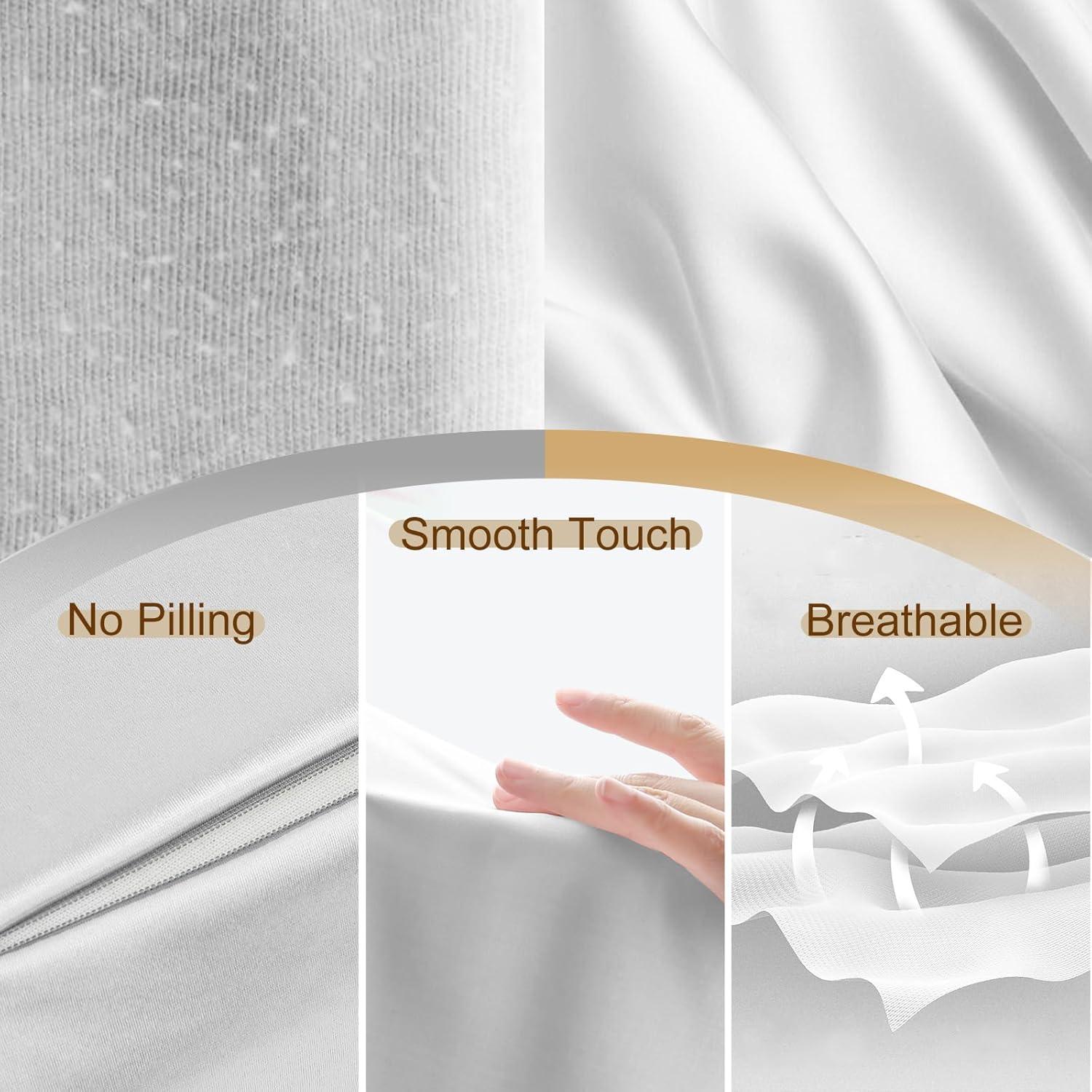 imageSatin Pillow Cases for HOMCA Cervical Pillow  Contoured Ergonomic Satin Pillowcase with Zipper Grey Soft ampamp Smooth Fabric for Hair ampamp Skin Care