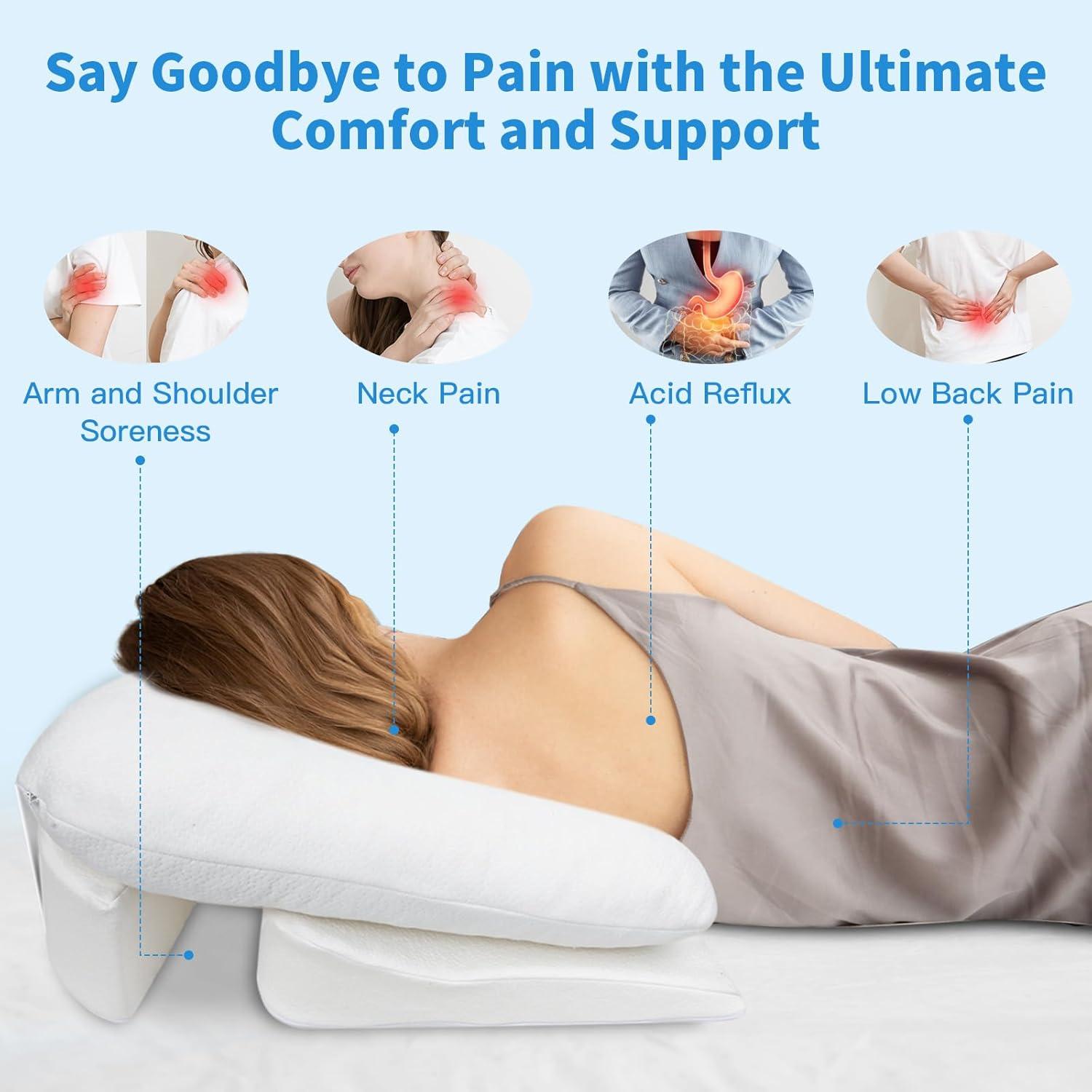 imageSide Sleeper Pillows for Adults Contour Pillow for Neck and Shoulder Pain with Arm Hole Shredded Memory Foam Large Neck Pillow for Side Sleepers Wedge Pillow for Pain Relief