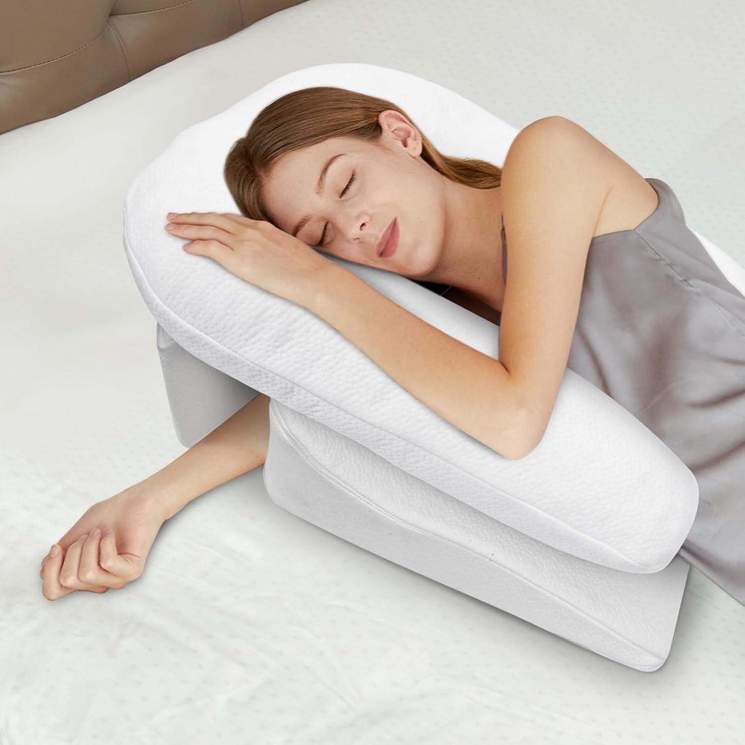 imageSide Sleeper Pillows for Adults Contour Pillow for Neck and Shoulder Pain with Arm Hole Shredded Memory Foam Large Neck Pillow for Side Sleepers Wedge Pillow for Pain Relief
