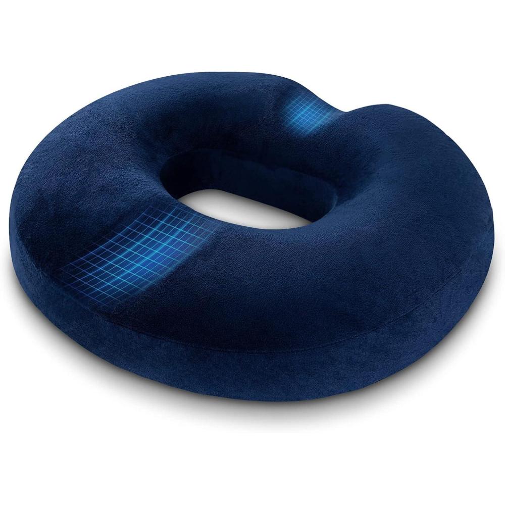 imageHOMCA Donut Pillow for Tailbone Pain Hemorrhoid Pillows for Sitting After Surgery Memory Foam Coccyx Cushion for Postpartum Pregnancy Car Seat Office Chair Cushion for Pressure ReliefBlue