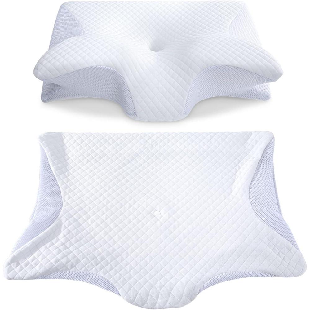 imageHOMCA Memory Foam Cervical Pillow Cover  Hypoallergenic Contour Orthopedic Pillow Case 1Pack White Suitable for Pillow Model PL02White