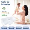 imageHOMCA Cervical Pillow Ergonomic Memory Foam Pillow for Neck and Shoulder Pain Relief with Cooling Ice Silk Pillowcase Orthopedic Neck Bed Pillow for Side Back and Stomach SleepersWhite