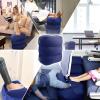imageHOMCA Inflatable Travel Foot Rest Pillow Adjustable Height Leg PillowFast Inflating Airplane Bed for ToddlersFootrest Pillow for Office AirplaneTrainCarsHomeBlue