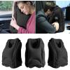 imageHOMCA Travel Pillow Portable Head Neck Rest Inflatable Pillow from Design for Airplanes Cars Buses Trains Office Napping Camping  Includes Free Eye Mask BlackBlack