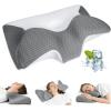 imageHOMCA Cervical Pillow Ergonomic Memory Foam Pillow for Neck and Shoulder Pain Relief with Cooling Ice Silk Pillowcase Orthopedic Neck Bed Pillow for Side Back and Stomach SleepersGrey