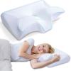 imageHOMCA Memory Foam Cervical Pillow 2 in 1 Ergonomic Contour Orthopedic Pillow for Neck Pain Contoured Support Pillows for Side Back Stomach SleepersWhite