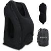imageHOMCA Travel Pillow Portable Head Neck Rest Inflatable Pillow from Design for Airplanes Cars Buses Trains Office Napping Camping  Includes Free Eye Mask BlackBlack
