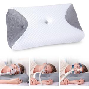 imageHOMCA CPAP Pillow for Side Sleeping CPAP Nasal Pillows for All CPAP Masks Users to Reduce Air Leaks ampamp Masks Pressure Neck Support Pillows for Sleeping for Neck Pain ReliefGrey