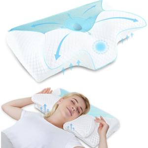 imageHOMCA Cervical Pillow Memory Foam Pillows  Contour Memory Foam Pillow for Neck Pain Relief Orthopedic Neck Bed Pillow for Side Sleepers Back and StomachBlue