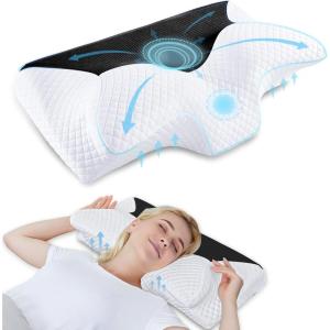 imageHOMCA Cervical Pillow Memory Foam Pillows  Contour Memory Foam Pillow for Neck Pain Relief Orthopedic Neck Bed Pillow for Side Sleepers Back and StomachBlack