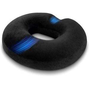 imageHOMCA Donut Pillow for Tailbone Pain Hemorrhoid Pillows for Sitting After Surgery Memory Foam Coccyx Cushion for Postpartum Pregnancy Car Seat Office Chair Cushion for Pressure ReliefBlack