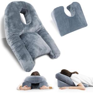 imageHOMCA Face Down Pillow After Eye Surgery  Home Massage Pillow Face Down for Bed BBL Pillow After Surgery Stomach Sleeping Pillow with Shredded Memory Foam and Removable Cover