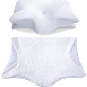 imageHOMCA Memory Foam Cervical Pillow Cover  Hypoallergenic Contour Orthopedic Pillow Case 1Pack White Suitable for Pillow Model PL02White