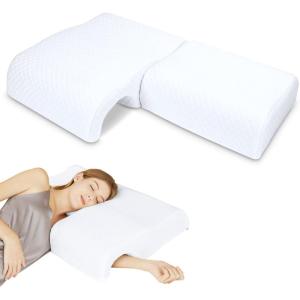 imageHOMCA Memory Foam Cuddle Pillow Shoulder Pillow for Side Sleepers Arm Pillow with Arm Hole for Sleeping Side Sleeper Pillow for Arm Pressure Relief with Breathable PillowcaseWhite