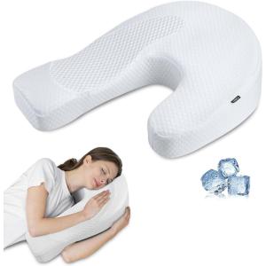 imageHOMCA Side Sleeper Pillows for Adults Memory Foam U Shaped Pillows for Neck and Shoulder Pain Relief Ergonomic Shoulder Pillow for Side Sleepers with Cooling Removable PillowcaseWhite