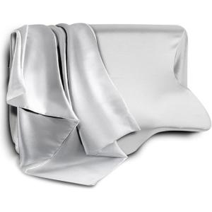 imageSatin Pillow Cases for HOMCA Cervical Pillow  Contoured Ergonomic Satin Pillowcase with Zipper Grey Soft ampamp Smooth Fabric for Hair ampamp Skin Care
