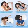 imageHOMCA Memory Foam Couple Pillow for Cuddling with Arm Hole for Pressure Relief Ergonomic Neck Support Side Sleeper Pillow with Breathable Washable CoverBlack