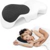 imageHOMCA Memory Foam Couple Pillow for Cuddling with Arm Hole for Pressure Relief Ergonomic Neck Support Side Sleeper Pillow with Breathable Washable CoverBlack