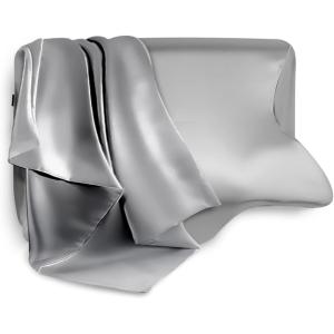 imageSatin Pillow Cases for HOMCA Cervical Pillow  Contoured Ergonomic Satin Pillowcase with Zipper Grey Soft ampamp Smooth Fabric for Hair ampamp Skin CareDark Gray